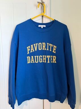 Favorite Daughter Blue Crewneck Sweatshirt with Yellow Accent